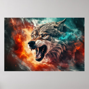 Wolf Animal Wildlife Wilderness Colourful Wall Art