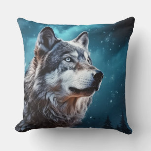 Wolf Animal Wildlife Wilderness Colourful Wall Art Cushion