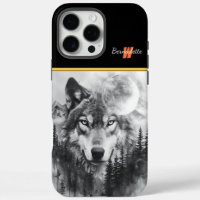 Wolf appears from misty forest at night