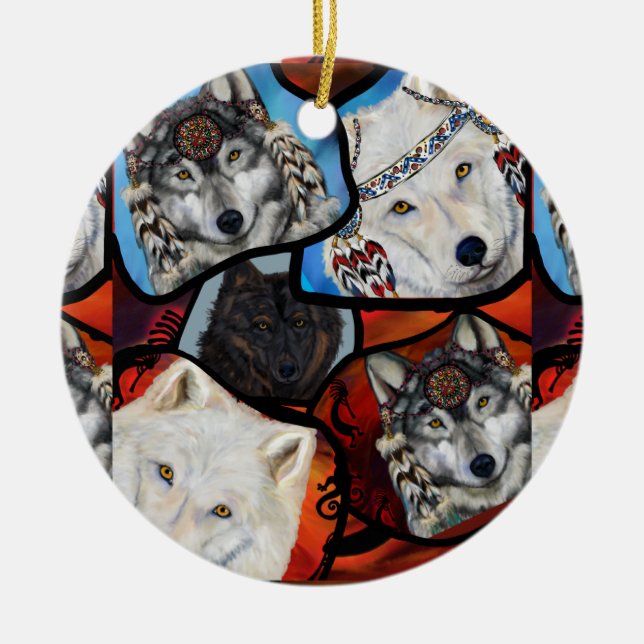 WOLF ART CERAMIC ORNAMENT (Front)