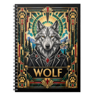 Wolf, Art Deco Wildlife Notebook