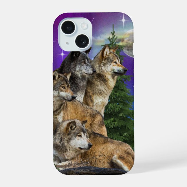 Wolf art iPhone 15 case (Back)
