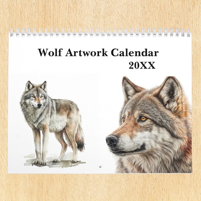 Wolf Art Pencil Watercolor Portrait Woodland Calendar (Creator Uploaded)