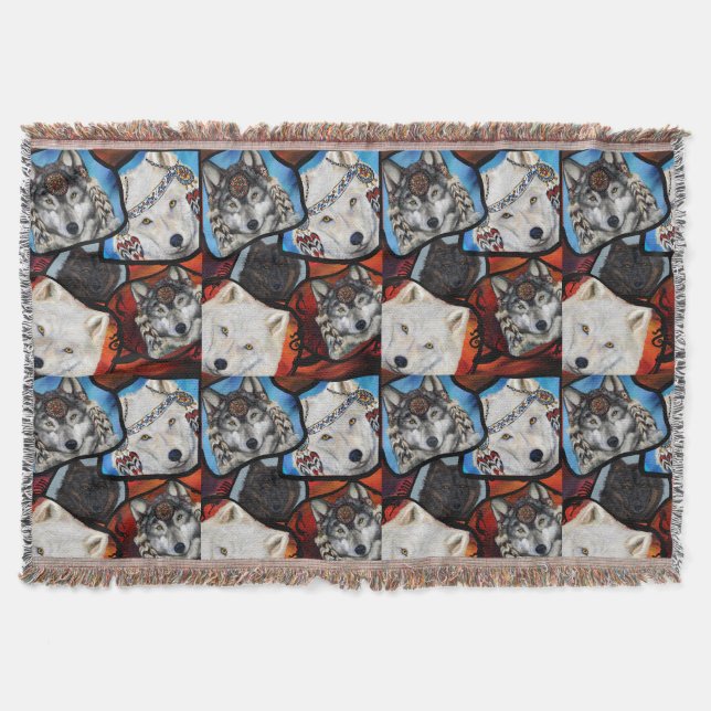 WOLF ART THROW BLANKET (Front)