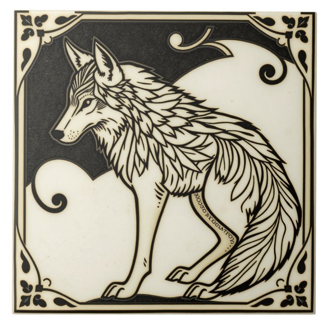 Wolf - Arts And Crafts Ceramic Tile (Front)