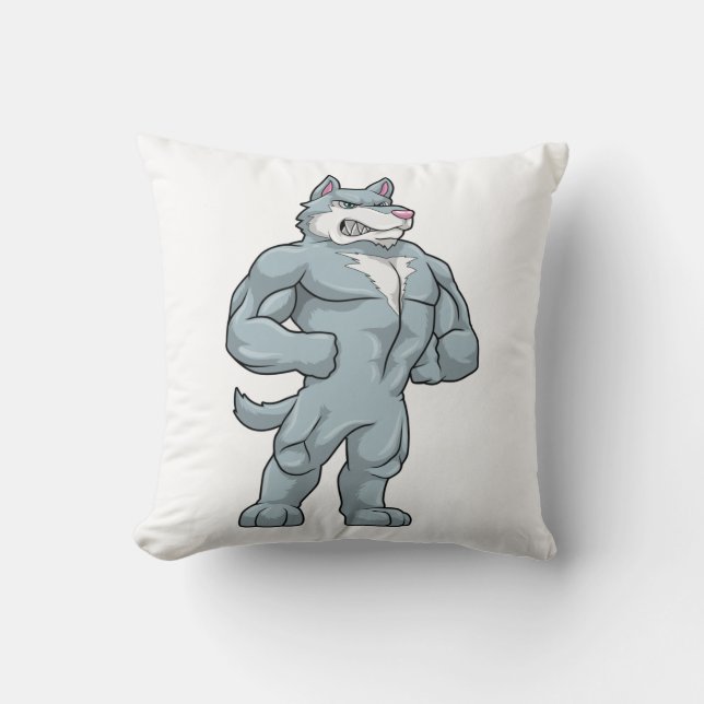 Wolf as Bodybuilder extreme Cushion (Front)