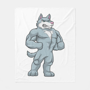 Wolf as Bodybuilder extreme Fleece Blanket