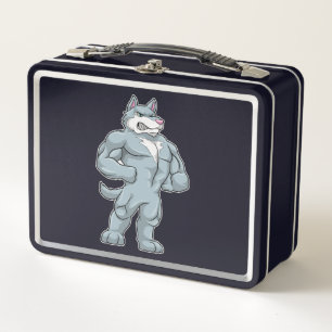 Wolf as Bodybuilder extreme Metal Lunch Box