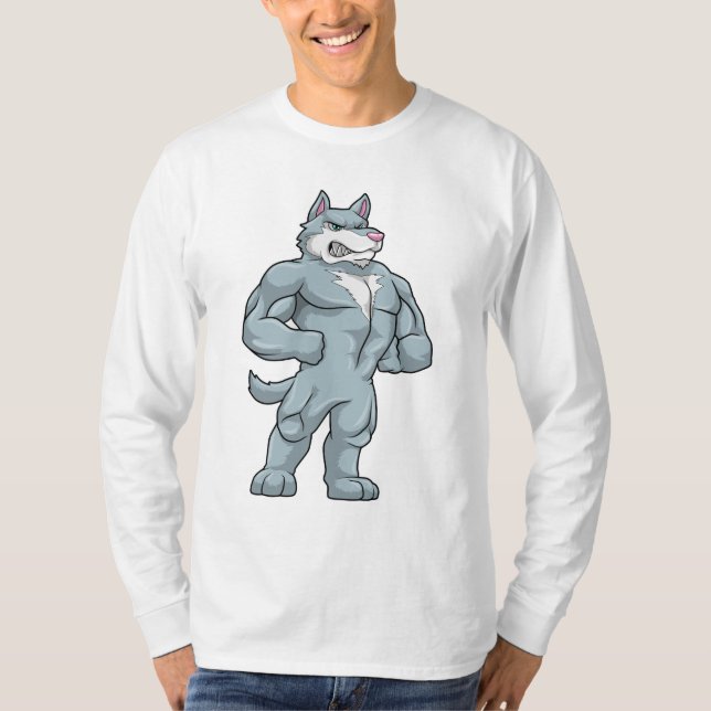 Wolf as Bodybuilder extreme T-Shirt (Front)