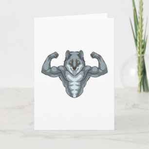 Wolf as Bodybuilder with big Muscles Card