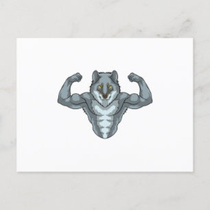 Wolf as Bodybuilder with big Muscles Postcard