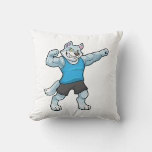 Wolf as Bodybuilder with big Upper arms Cushion