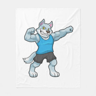 Wolf as Bodybuilder with big Upper arms Fleece Blanket