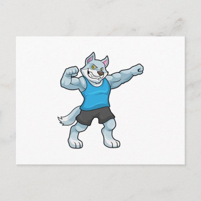 Wolf as Bodybuilder with big Upper arms Postcard (Front)