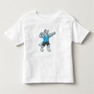 Wolf as Bodybuilder with big Upper arms Toddler T-Shirt