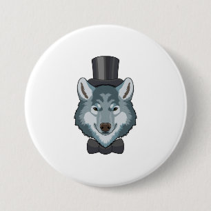 Wolf as Groom with Bow 7.5 Cm Round Badge