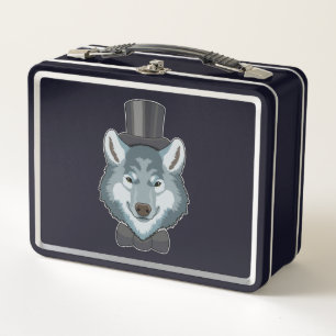 Wolf as Groom with Bow Metal Lunch Box
