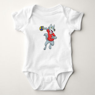 Wolf as Handball player with Handball Baby Bodysuit