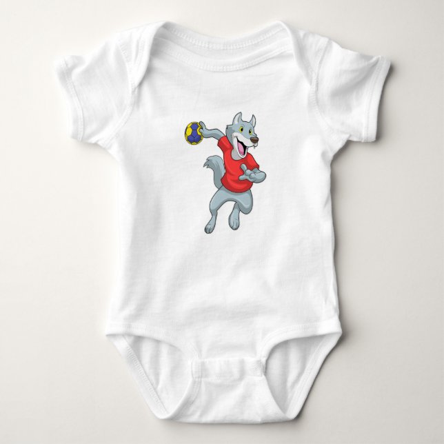 Wolf as Handball player with Handball Baby Bodysuit (Front)
