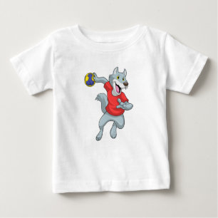 Wolf as Handball player with Handball Baby T-Shirt