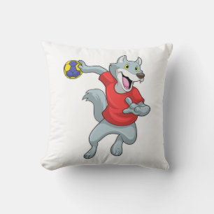 Wolf as Handball player with Handball Cushion