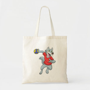 Wolf as Handball player with Handball Tote Bag