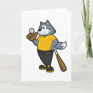 Wolf at Baseball with Baseball bat Card