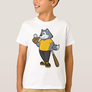 Wolf at Baseball with Baseball bat T-Shirt