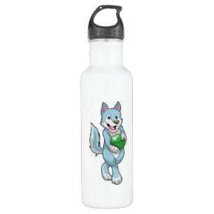 Wolf at Bowling with Bowling ball 710 Ml Water Bottle