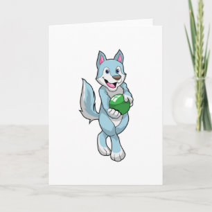 Wolf at Bowling with Bowling ball Card