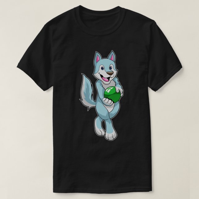 Wolf at Bowling with Bowling ball T-Shirt (Design Front)