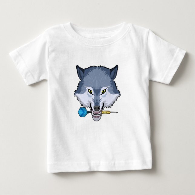 Wolf at Darts with Dart Baby T-Shirt (Front)