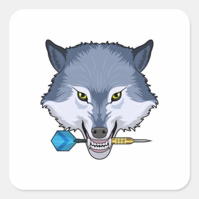 Wolf at Darts with Dart Square Sticker (Front)
