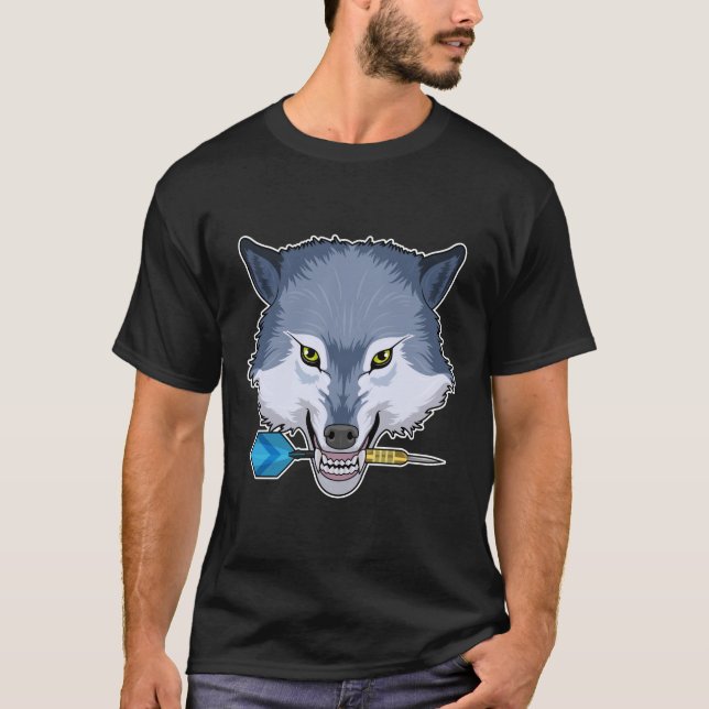 Wolf at Darts with Dart T-Shirt (Front)