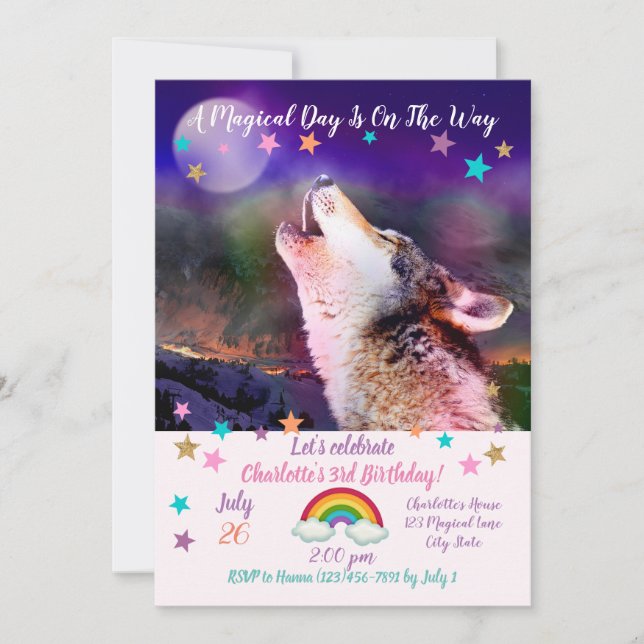 Wolf at night invitation (Front)