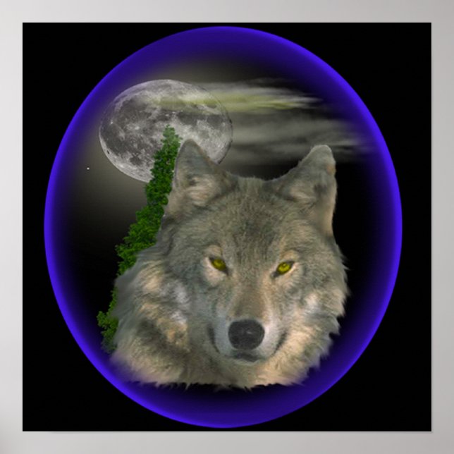 wolf at night poster (Front)