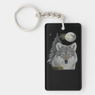 Wolf at Night products Key Ring
