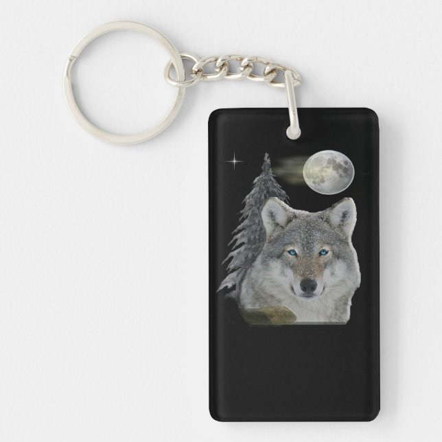 Wolf at Night products Key Ring (Front)