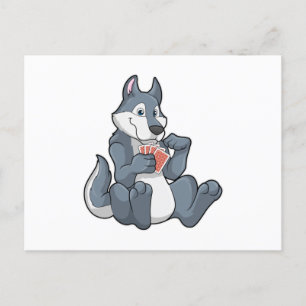 Wolf at Poker with Poker cards