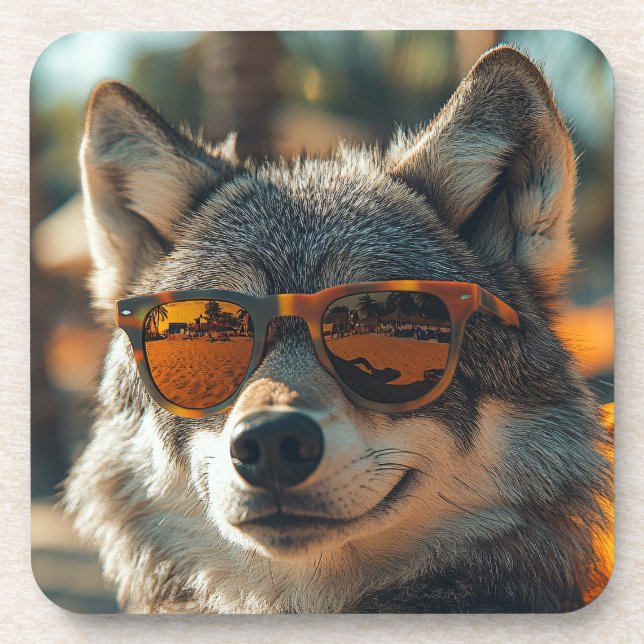 Wolf at the beach coaster (Front)