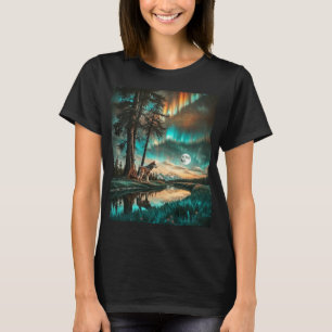 Wolf & Aurora Borealis T-Shirt