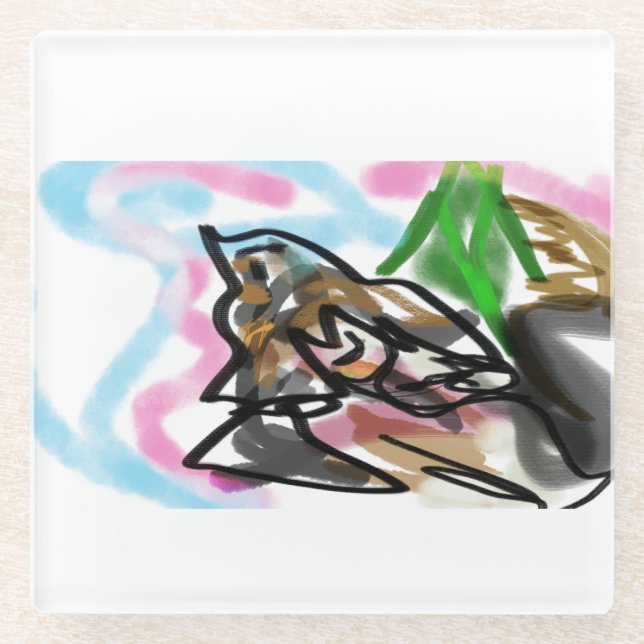 Wolf autumn joy glass coaster (Front)