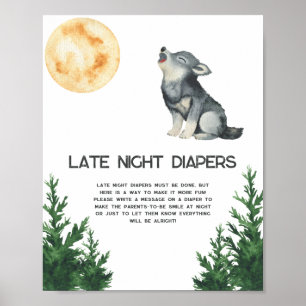 Wolf Baby shower - Late night diapers game  Poster