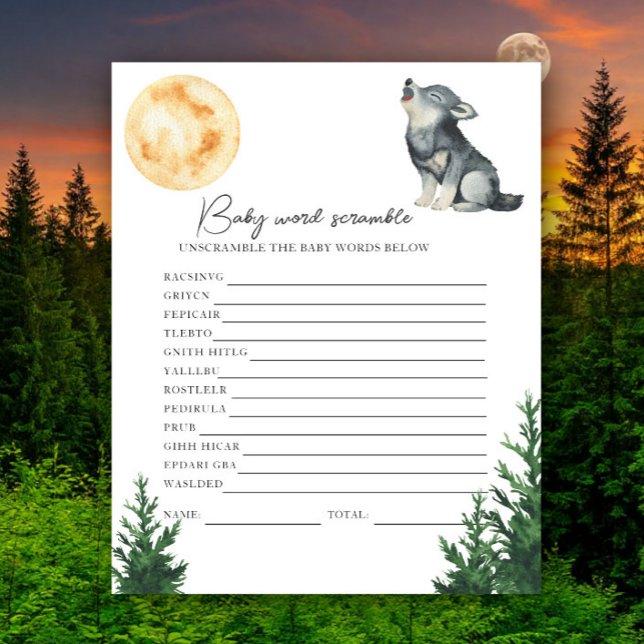 Wolf Baby shower Word Scramble game (Creator Uploaded)