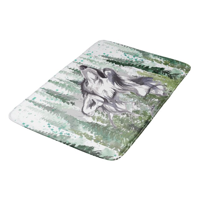 Wolf Bath Mat | Colourful Wolf Bath Mat (Angled)