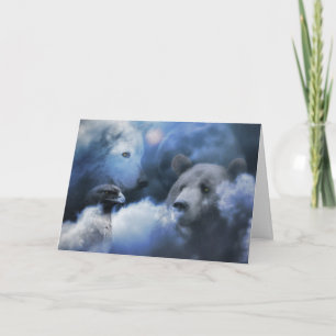 Wolf, Bear and Eagle Happy Holidays Xmas Card