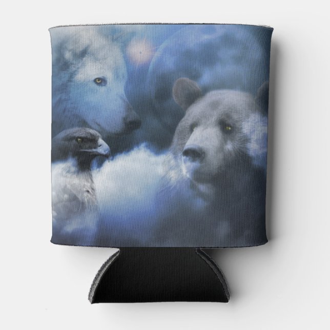 Wolf Bear and Eagle Southwestern Wildlife Can Cooler (Front)