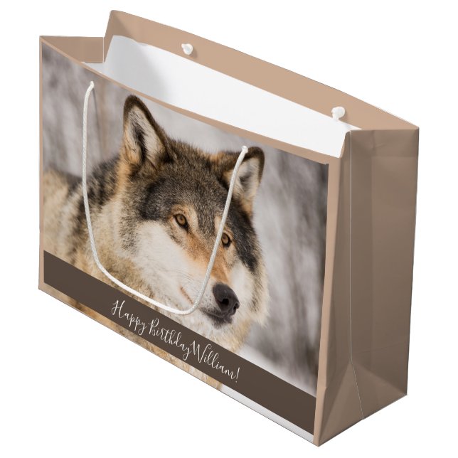 Wolf birthday boy large gift bag (Front Angled)
