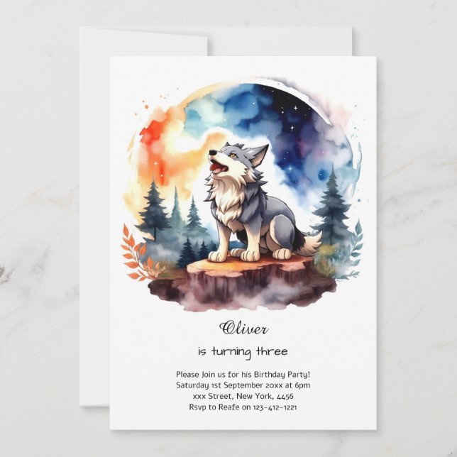 Wolf Birthday Invitation (Front)