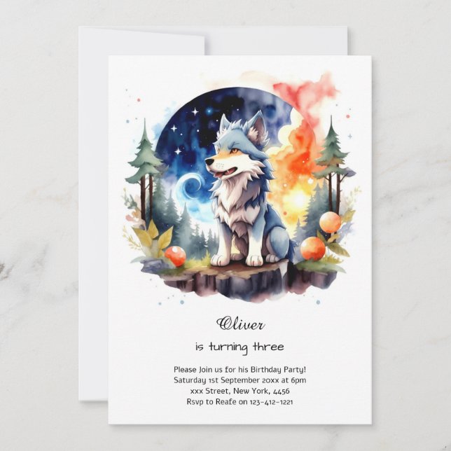 Wolf Birthday Invitation (Front)